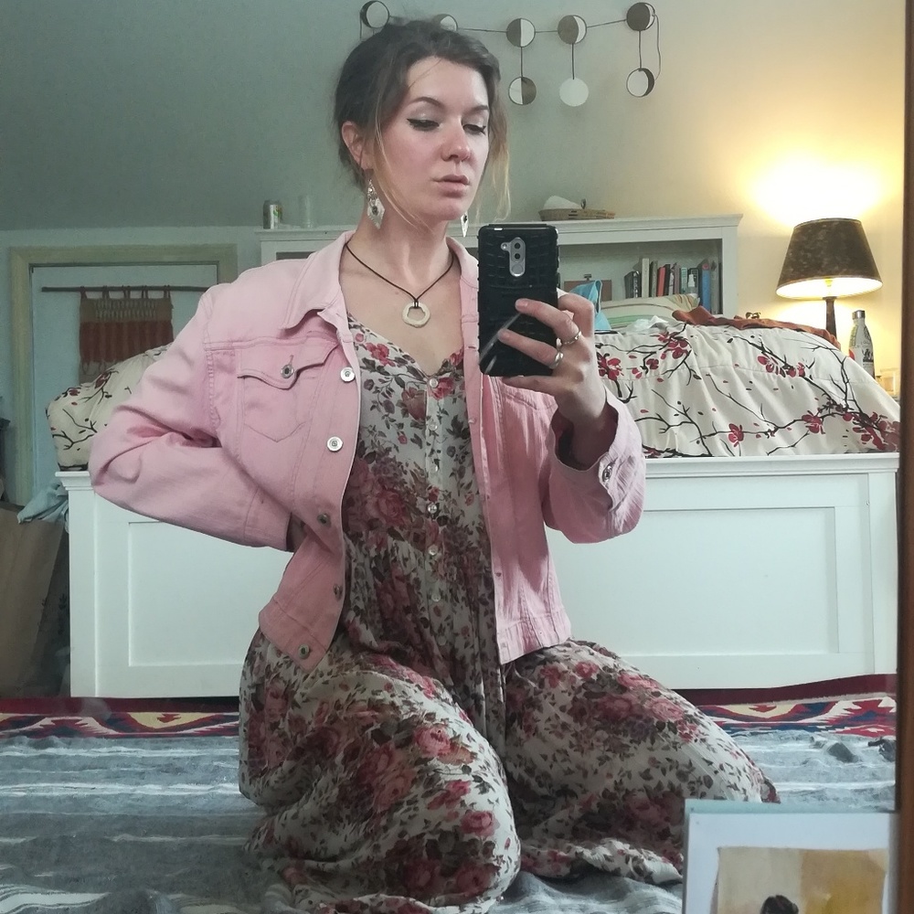 Pink denim jacket